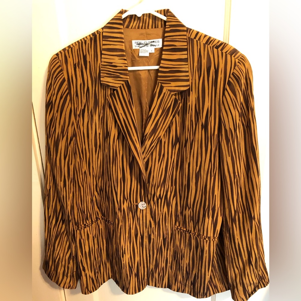 Real Clothes Saks Fifth Ave. 100% Silk Blazer SZ L